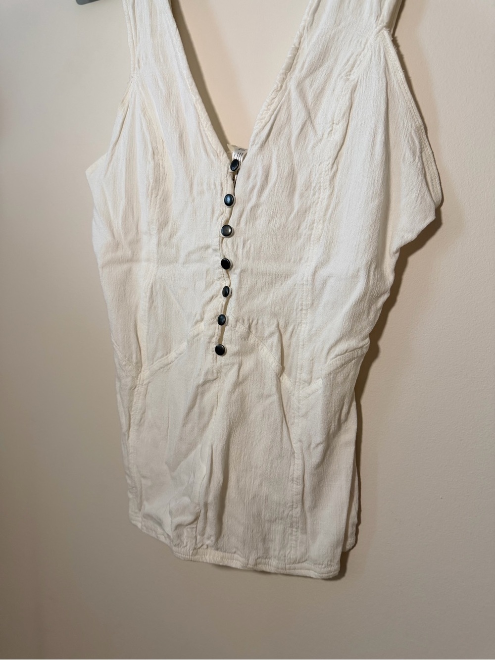 Free People White Button-Front V-Neck Cotton Camisole - Picture 3 of 8